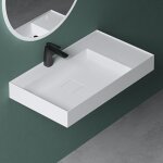 Mai&mai - vasque de salle de bains lavabo � poser ou suspendu blanc mat en r�sine 80x46cm col630