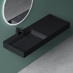 Mai&mai - vasque de salle de bains lavabo � poser ou suspendu gris noir mat en r�sine 120x46cm col630 ...