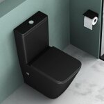 Mai&mai - wc � poser en c�ramique noir mat toilette complet citerne abattant avec frein de chute s112t ...