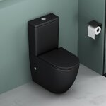 Mai&mai - wc � poser en c�ramique noir mat toilette complet citerne abattant avec frein de chute s179t ...