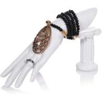Main en r�sine blanc avec support, pr�sentoir � bijoux pour bagues, bracelets et cha�nes, accessoires ...
