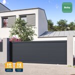 Maison cadiou - portail coulissant pr�t � poser maryn gris 7016 l406 cm x 165cm en aluminium belty