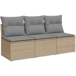 Maison exclusive - canap� de jardin avec coussins 3 places beige r�sine tress�e