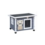 Bb - loisir - maison pour chat niche avec toit pliable pour exterieur et interieur 53x45x43cm filix gris ...