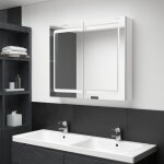 Maison chic - armoire de bain  miroir led, meuble de salle de bain, armoire de toilette blanc brillant ...