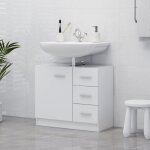 Maison chic - armoire d'vier, meuble sous lavabo, meuble sous vasque blanc 63x30x54 cm agglomr jax13460 ...
