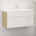 Maison chic - armoire d'vier, meuble sous lavabo, meuble sous vasque blanc et chne sonoma 90x38, 5x46 ...