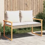 Maison chic - banc de jardin avec coussin - banquette de jardin m�lange beige r�sine tress�e acacia