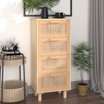 Maison chic - buffet, bahut, armoire de rangement marron 40x30x90 cm bois de pin massif et rotin naturel ...