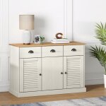 Maison chic - buffet, enfilade, armoire de cuisine avec tiroirs vigo 113x40x75 cm blanc bois massif de ... Maison chic - buffet, enfilade, armoire de cuisine avec tiroirs vigo 113x40x75 cm blanc bois massif de ...