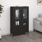 Buffet haut meuble de rangement armoire de cuisine noir 70x31x115 cm bois d'ingénierie 59035 Buffet haut meuble de rangement armoire de cuisine noir 70x31x115 cm bois d'ingénierie 59035