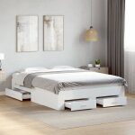 Maison chic - cadre de lit avec tiroirs sans matelas - structure de lit avec rangement blanc 140x190 ...
