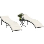 Maison chic - chaises longues lot de 2 avec table - bain de soleil - transat de relaxation noir r�sine ...