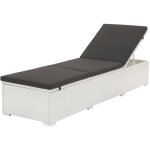 Maison chic - chaise longue avec coussin - bain de soleil - transat de relaxation r�sine tress�e blanc ...