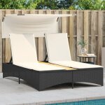 Maison chic - chaise longue double et auvent et coussins - bain de soleil - transat de relaxation noir ...