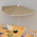 Maison chic - demi - parasol de jardin avec m�t - parasol de balcon 180x90 cm taupe 485215