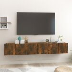 Maison chic - ensemble de meuble tv suspendu 3 pices - banc tv en chne fum 60x30x30 cm 659492