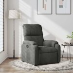 Maison chic - fauteuil inclinable - chaise de relaxation - fauteuil relax gris fonc tissu microfibre ...