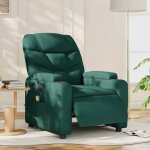 Maison chic - fauteuil de massage inclinable lectrique - chaise de relaxation vert fonc tissu 672341 ...