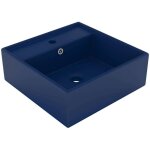 Maison chic - lavabo carr� � trop - plein - vasque bleu fonc� mat 41x41 cm c�ramique 475236