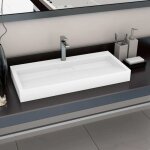 Maison chic - lavabo - vasque 100x46x11 cm fonte min�rale / marbre blanc 832013