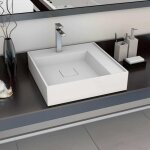 Maison chic - lavabo - vasque 50x50x12, 3 cm fonte minrale / marbre blanc 253361