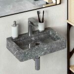Maison chic - lavabo - vasque mural gris 38x24x6, 5 cm marbre 631707 Maison chic - lavabo - vasque mural gris 38x24x6, 5 cm marbre 631707