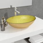 Maison chic - lavabo - vasque verre 50x37x14 cm dor� 766186