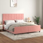 Maison chic - lit adulte - 160x200 cm, cadre de lit avec t�te de lit rose 160x200 cm velours pss11289 ...