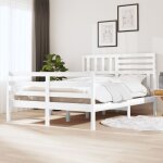 Maison chic - lit double - 140 x 190 cm, cadre de lit, lit adulte blanc bois massif jkf373595 design ...