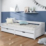 Maison chic - lit de jour avec 2 tiroirs lit adulte contemporain lit simple irun blanc 90x200 cm bois ...
