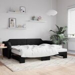 Maison chic - lit de jour avec lit gigogne - canap - lit noir 90x190 cm tissu 484110