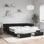 Maison chic - lit de jour avec gigogne et tiroirs - canap� - lit avec rangement noir 90x190 cm velours ...