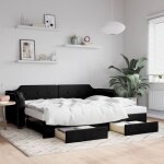 Maison chic - lit de jour avec gigogne et tiroirs - canapé - lit avec rangement sans matelas noir 90x200 ... Maison chic - lit de jour avec gigogne et tiroirs - canapé - lit avec rangement sans matelas noir 90x200 ...