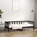 Maison chic - lit de jour sans matelas - canap - lit noir 80x200 cm bois de pin massif 579426
