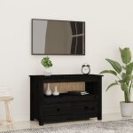 Maison chic - meuble tv, banc tv, armoire de rangement noir 79x35x52 cm bois de pin massif fr267471 design ...