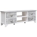 Maison chic - meuble tv - banc tv - meuble télé blanc et gris 108x30x40 cm bois de paulownia solide 529793 ... Maison chic - meuble tv - banc tv - meuble télé blanc et gris 108x30x40 cm bois de paulownia solide 529793 ...