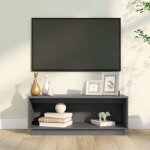 Maison chic - meuble tv - banc tv - meuble tl gris 90x35x35 cm bois de pin massif 256629