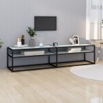 Maison chic - meuble tv - banc tv - meuble tl marbre blanc 180x40x40, 5 cm verre tremp 385804