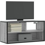 Maison chic - meuble tv - banc tv - meuble tl sonoma gris 80x31x39, 5 cm bois d'ingnierie et mtal ...