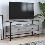 Maison chic - meuble tv avec dessus en verre - banc tv - meuble tl sonoma gris bois d'ingnierie 622327 ...