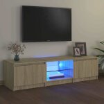 Maison chic - meuble tv avec led - banc tv - meuble t�l� avec lumi�re led ch�ne sonoma 140x40x36 cm 954360 ...