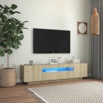 Maison chic - meuble tv avec led - banc tv - meuble t�l� avec lumi�re led ch�ne sonoma 160x35x40 cm 914245 ...