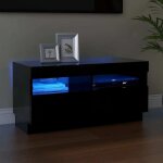 Maison chic - meuble tv avec led - banc tv - meuble t�l� avec lumi�re led noir 80x35x40 cm 860546