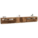 Maison chic - meuble tv avec led - banc tv - meuble t�l� avec lumi�re led vieux bois bois d'ing�nierie ...