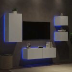Maison chic - meuble tv muraux - banc tv - meuble tl 4 pcs avec lumires led blanc 764354