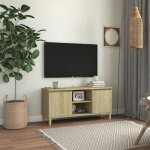 Maison chic - meuble tv avec pieds en bois - banc tv - meuble télé massif chêne sonoma 103, 5x35x50 cm ... Maison chic - meuble tv avec pieds en bois - banc tv - meuble télé massif chêne sonoma 103, 5x35x50 cm ...