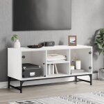 Maison chic - meuble tv avec portes en verre - banc tv - meuble tl blanc 102x37x50 cm 819959