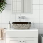 Maison chic - vasque  poser - lavabo de salle de bain gris / noir rectangulaire 48x37, 5x13, 5cm cramique ...