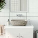 Maison chic - vasque  poser - lavabo de salle de bain gris rectangulaire 48x37, 5x13, 5 cm cramique ...